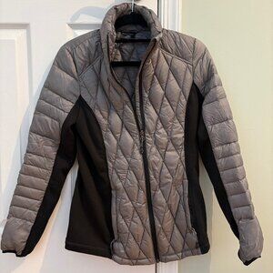 Women's 32 Degrees Heat Super Lightweight Gray / Black Zip Up Puffer Jacket XS